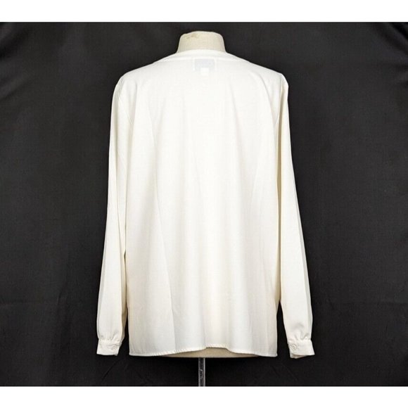 Linea Louis Dell'Olio Blouse Cream Scarf Top Shirt Misses Size 14 - Picture 6 of 9